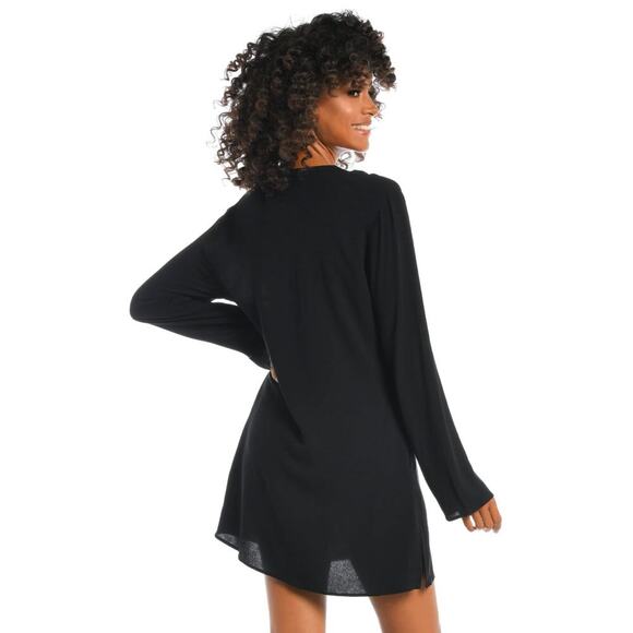 La Blanca Beachcomber Coverup V-Neck Tunic Black Size Small NEW - Picture 3 of 8